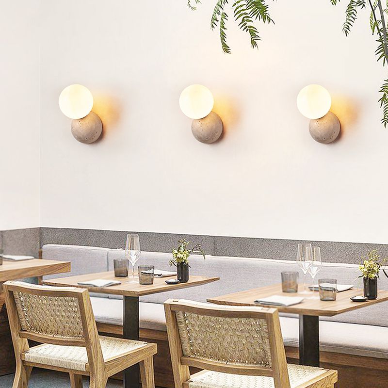 Modern Style Wall Lamp Stone Wall Mount Lamp with Glass Shade for Bedroom