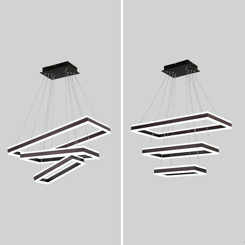 Black Tiered Metal Squared Ceiling Pendant Contemporary Ceiling Lighting Fixtures