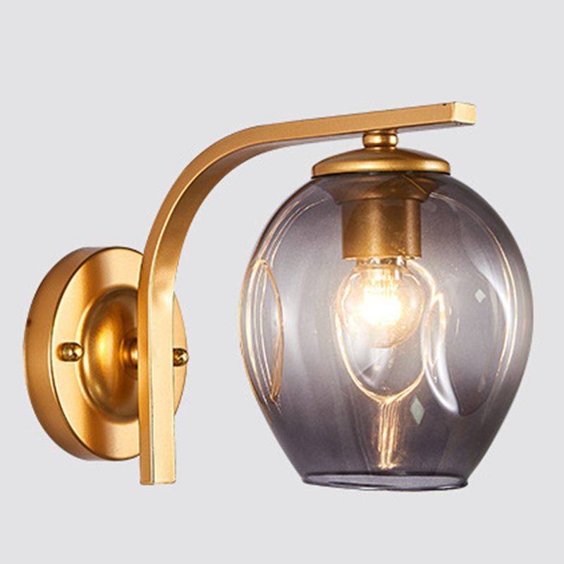 Gradient Color Concave Glass Wall Lamp 1-Light Contemporary Simplicity Style Wall Mounted Light for Hallway