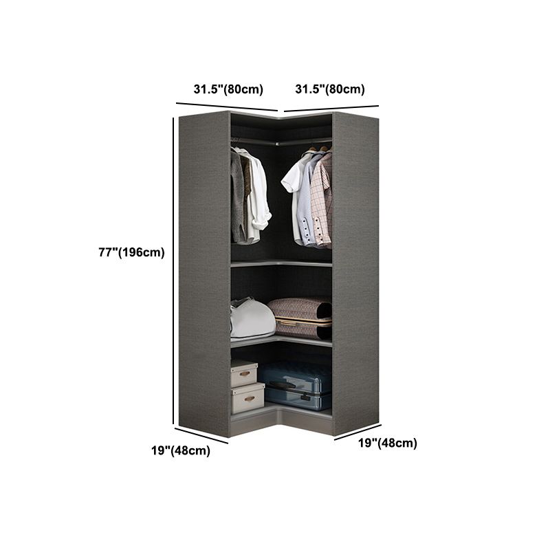 Contemporary Style Wardrobe Gray Colour Wood Wardrobe Closet with Shelves