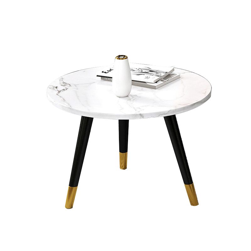 Contemporary Round Coffee Table with 3 Metal Legs and Wooden Top