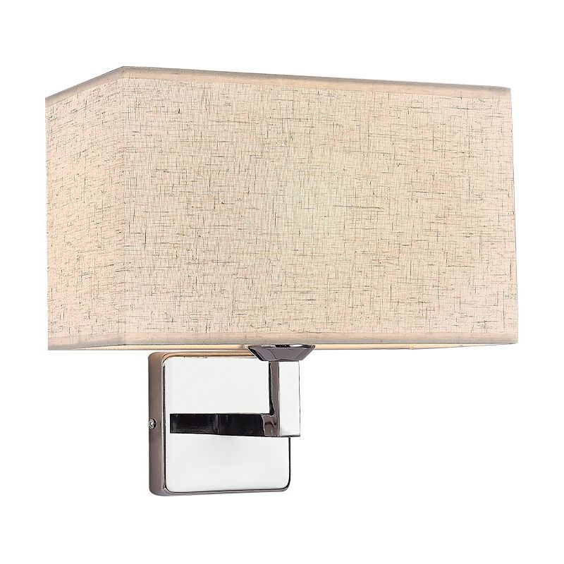 Modern Metal Wall Sconce Rectangle Shape Wall Lamp with Fabric Shade for Study