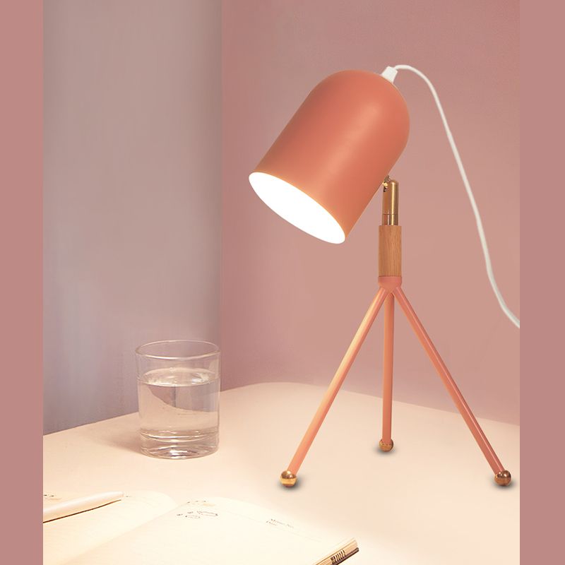Macaron Tripod Table Light Metallic 1 Bulb Dorm Room Reading Book Lamp with Dome Shade