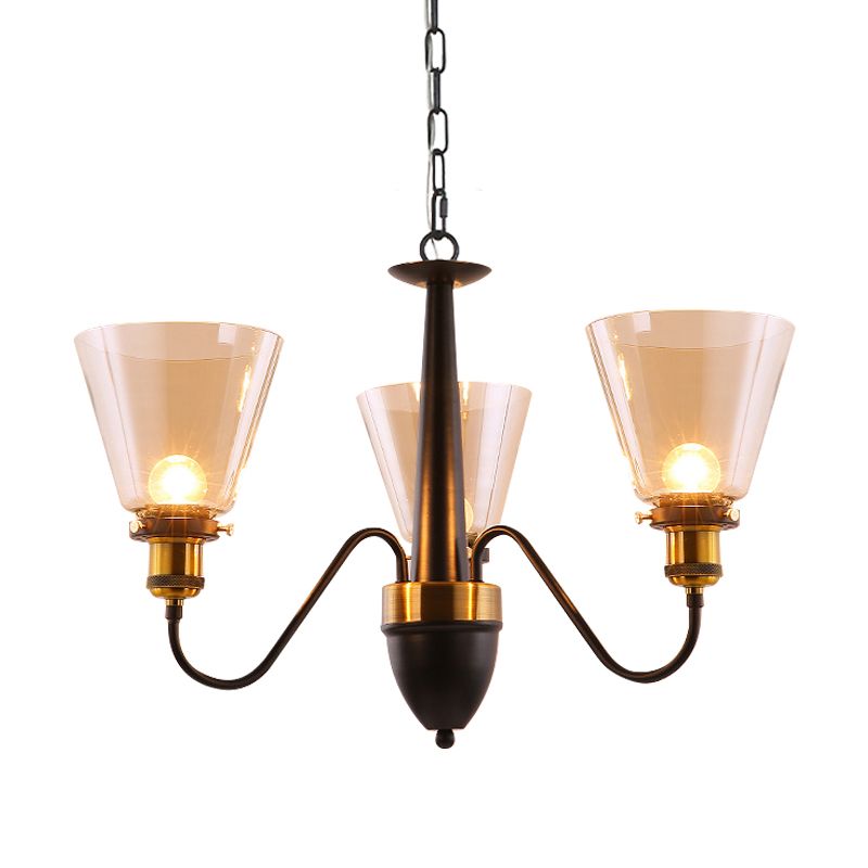 3/5 lampadine cono su lampada lampada lampadina vintage in vetro nera e oro.
