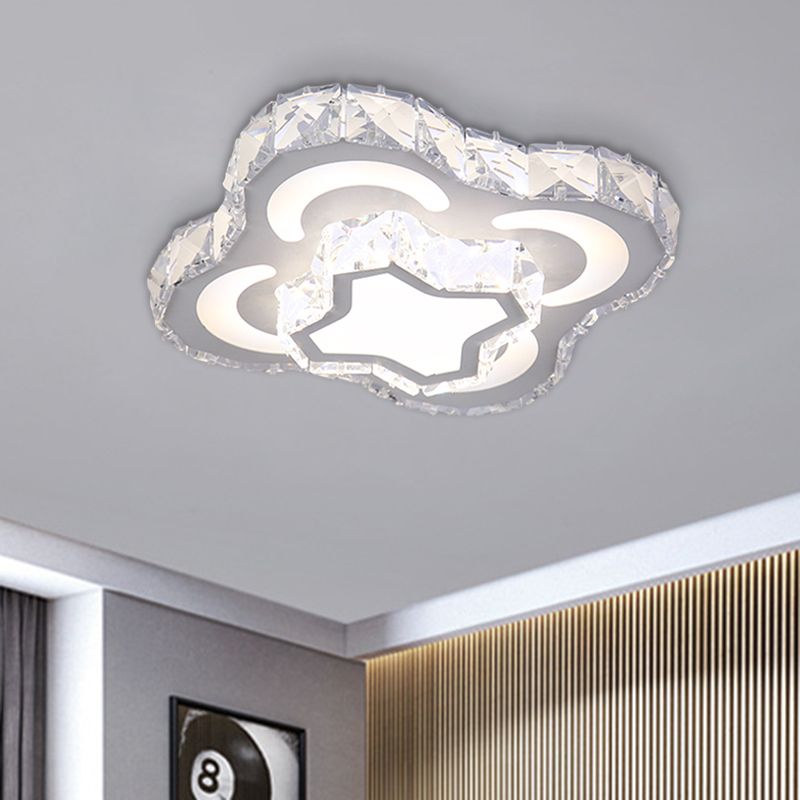 Moderne gebogene quadratische Flush Beleuchtung Kristallblock LED Schlafzimmer Flush montiert Lampe in Weiß