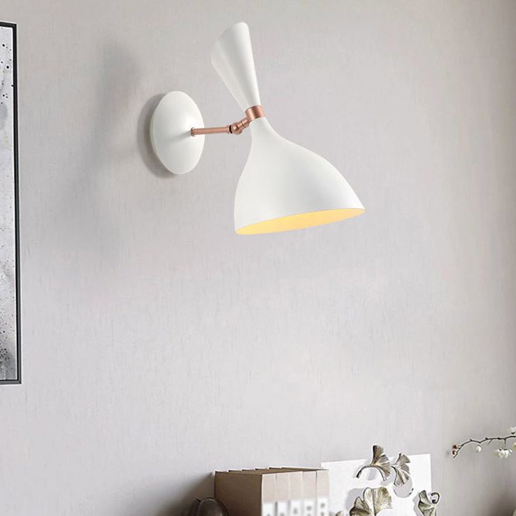 Nordic Macaron Double Cone-Shaped Wall Light Sconce Metallic Wall Light Fixtures for Bedroom