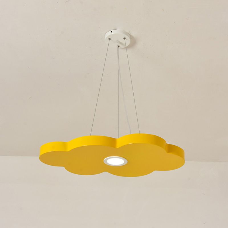 Orange/Blue/Green Cloud Hanging Lamp Cartoon Style LED Metal Pendant Chandelier in Warm/White Light for Nursery