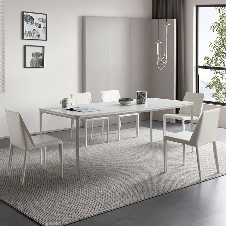 Modern Sintered Stone Rectangle Dining Set White Home Use Dining Room Furniture Set