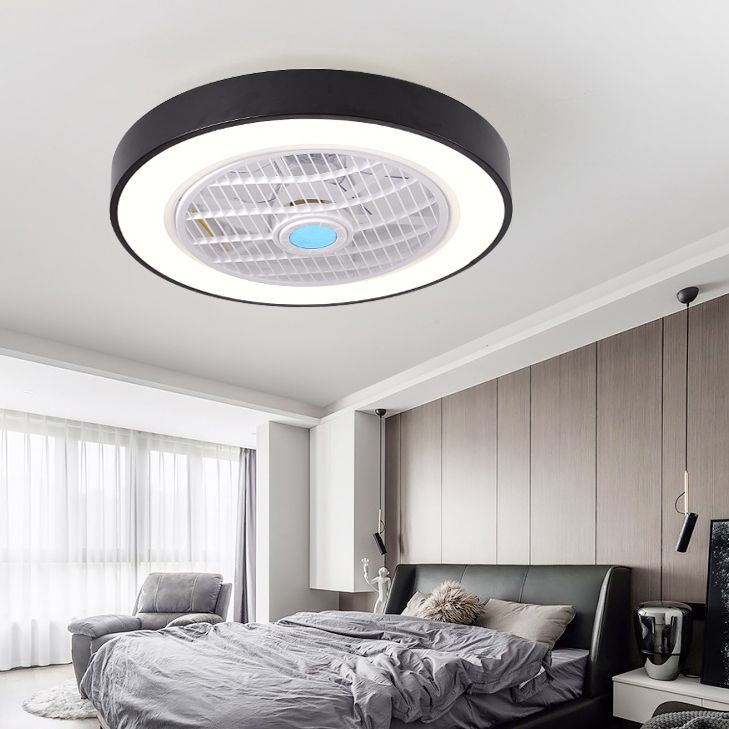 Moderne minimalistische LED -Makkaron Deckenventilator Leichter Eisenkreisendeckenleuchte mit Acrylschatten