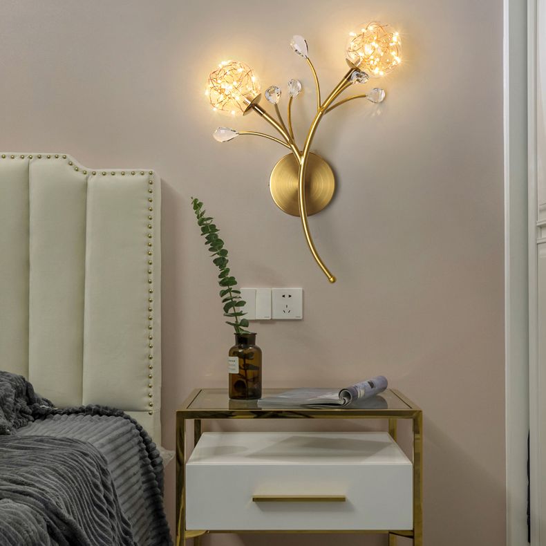 Apliques de pared de pared de doble flores de estilo creativo de metal 2 luces de metal 2 luces