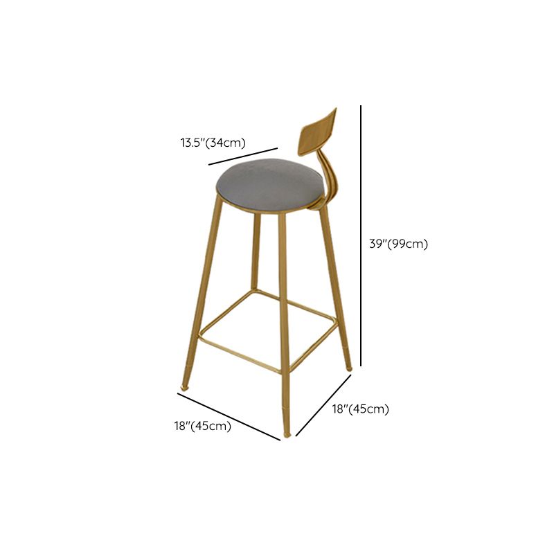 Contemporary Bar Stool Cushion Barstool with Gold Metal Legs