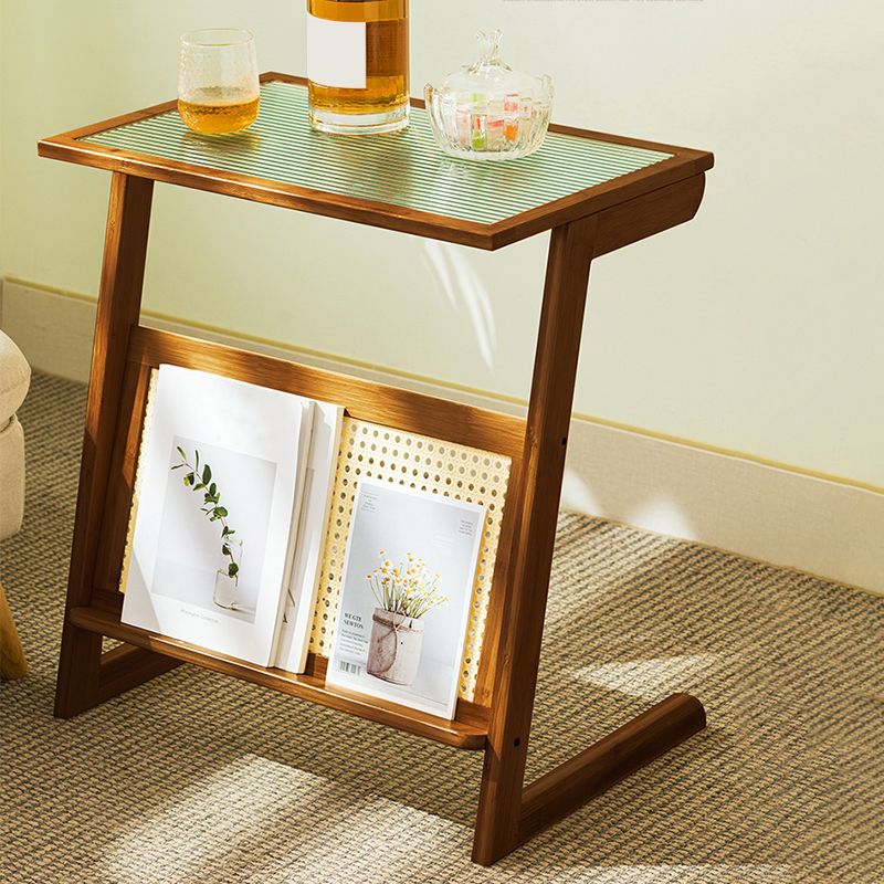 Rustic Rectangular Side Table Abstract 21.65 inch Wide End Table