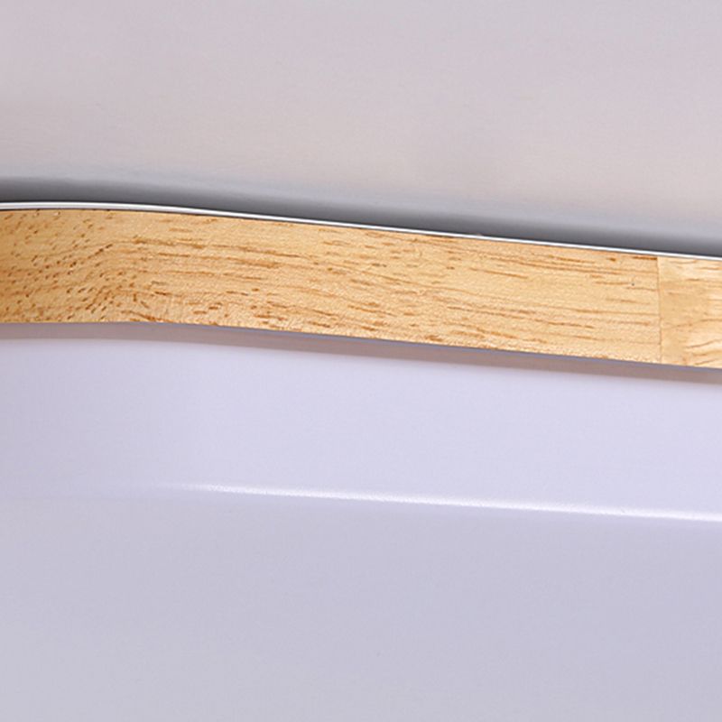 Geometry Shape LED Ceiling Lamp Modern Simple Style Wood 1 Light Flush Mount for Study Bedroom