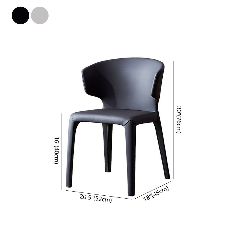 Sillas de comedor de cuero contemporáneas, sillas sin brazos con respaldo para el hogar