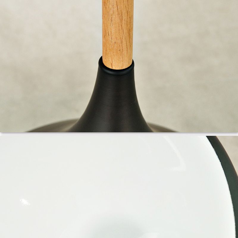 Modern Wooden Top Pendant Light, Minimalist Teardrop Shade Hanging Lamp for Living Room Bedroom
