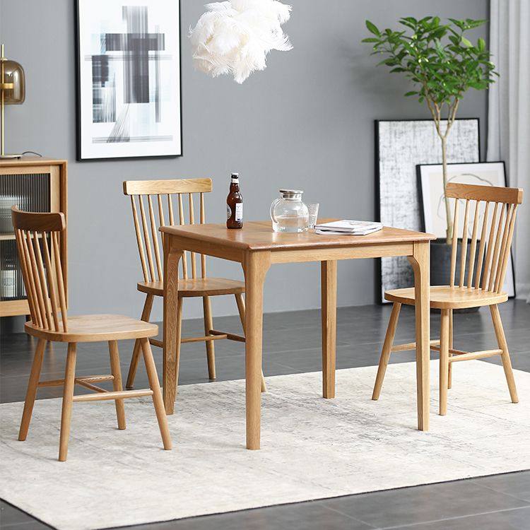 Square Wood Color Dining Table Oak Solid Wood Table Industrial with 4 Legs