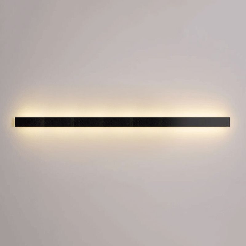 Linear Shape Metal Wall Light Modern Style 1 Light Wall Mounted Light in Black