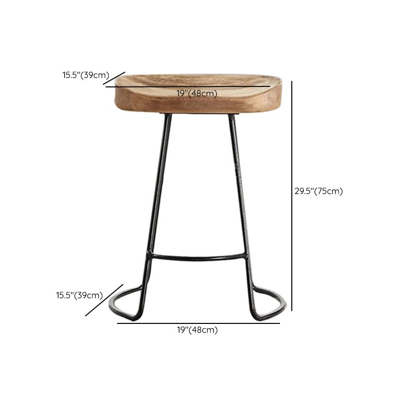 Contemporary Solid Wood Counter Stool Saddle Seat Bar Stool with Footrest