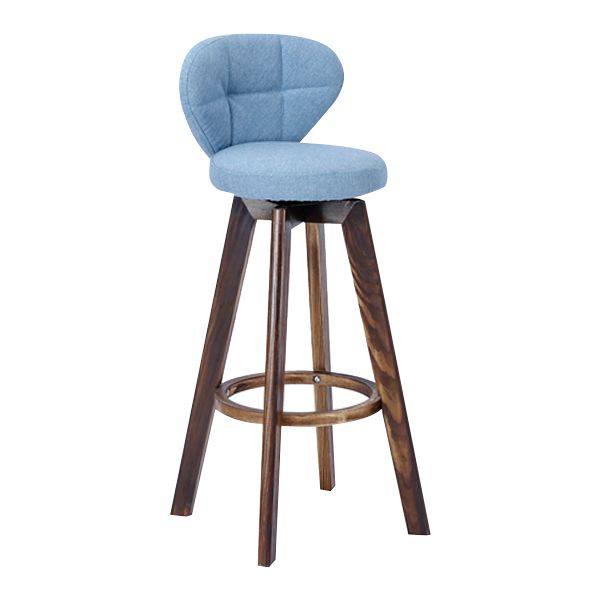 Contemporary Solid Wood Barstool Indoor Bar Stool with Footrest and Cushion