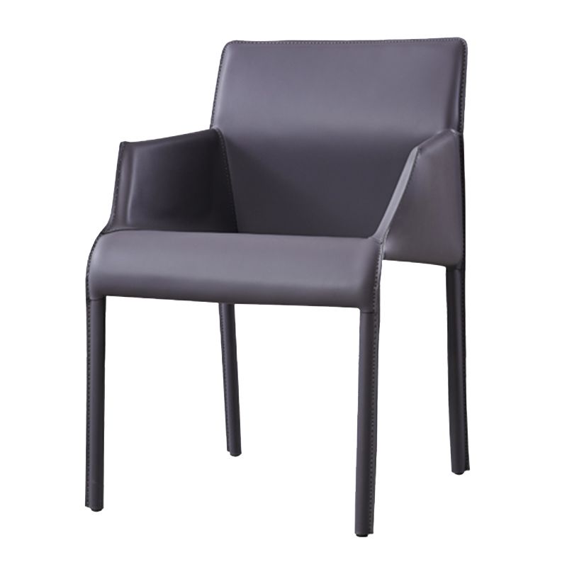 Faux Leather Arm Dining Chairs Orange and Dark grey Side Chair