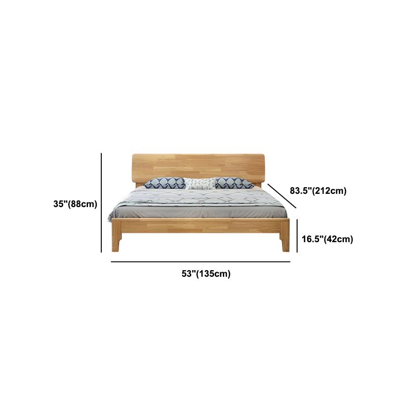 34.64" High Traditional Panel Bed with Storage Brown Rubberwood Bed