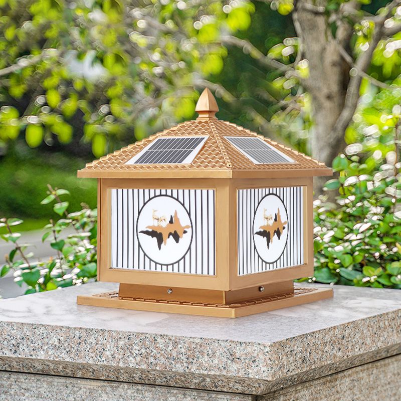 Modern Metallic Pillar Light Creative LED Solar Lighting Fixture for Garden