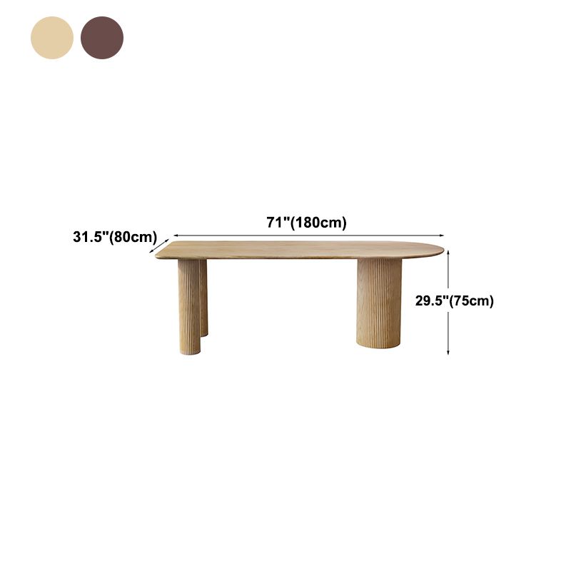 Table à manger de forme libre Table en bois massif contemporaine avec 3 pieds