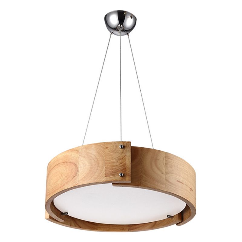 Madera natural 1 luz colgante de luz moderia simple techo de techo de tambor para restaurante para restaurante