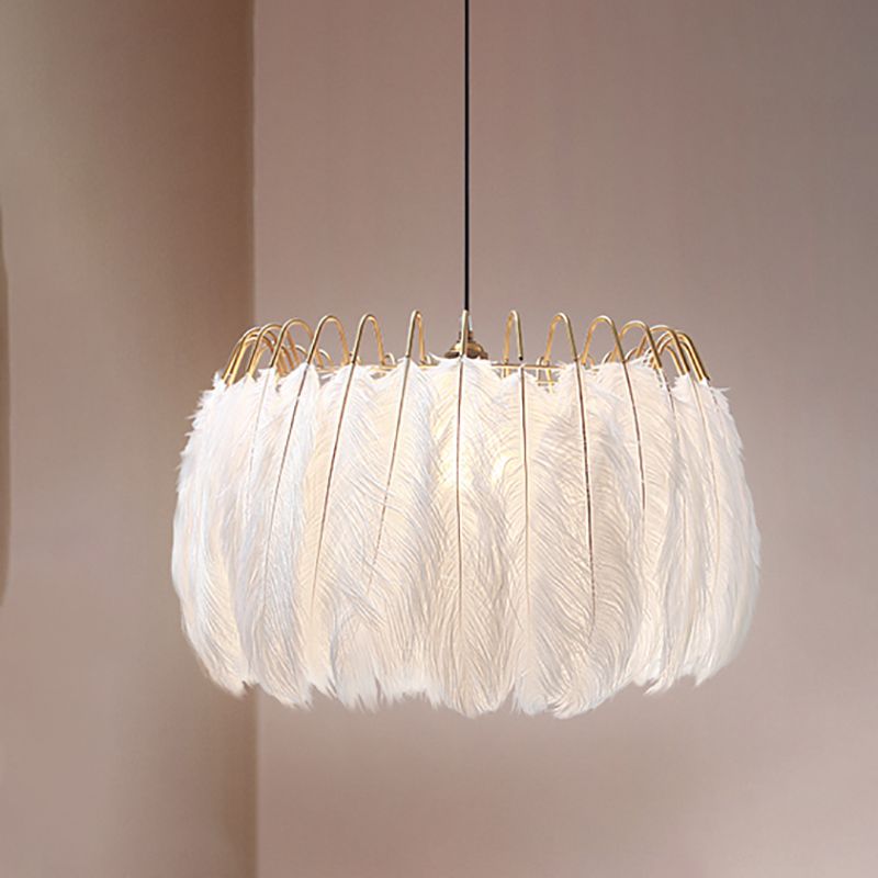 Moderner Stil Feder Kronleuchter Anhänger Lichtdecke hängende Licht für Schlafzimmer