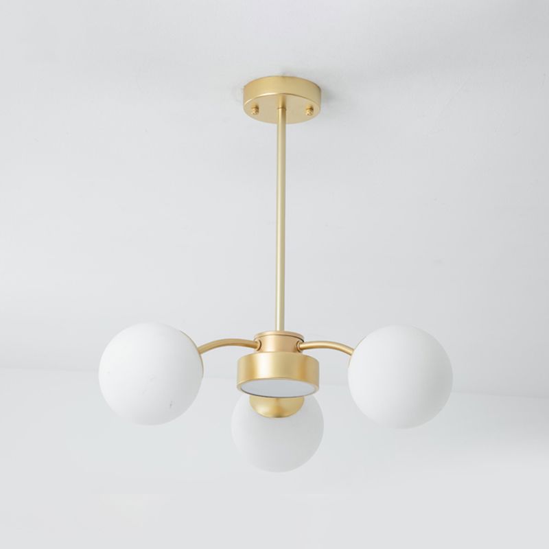 Nordic Spherical Pendant Light White Glass Hanging Light for Living Room