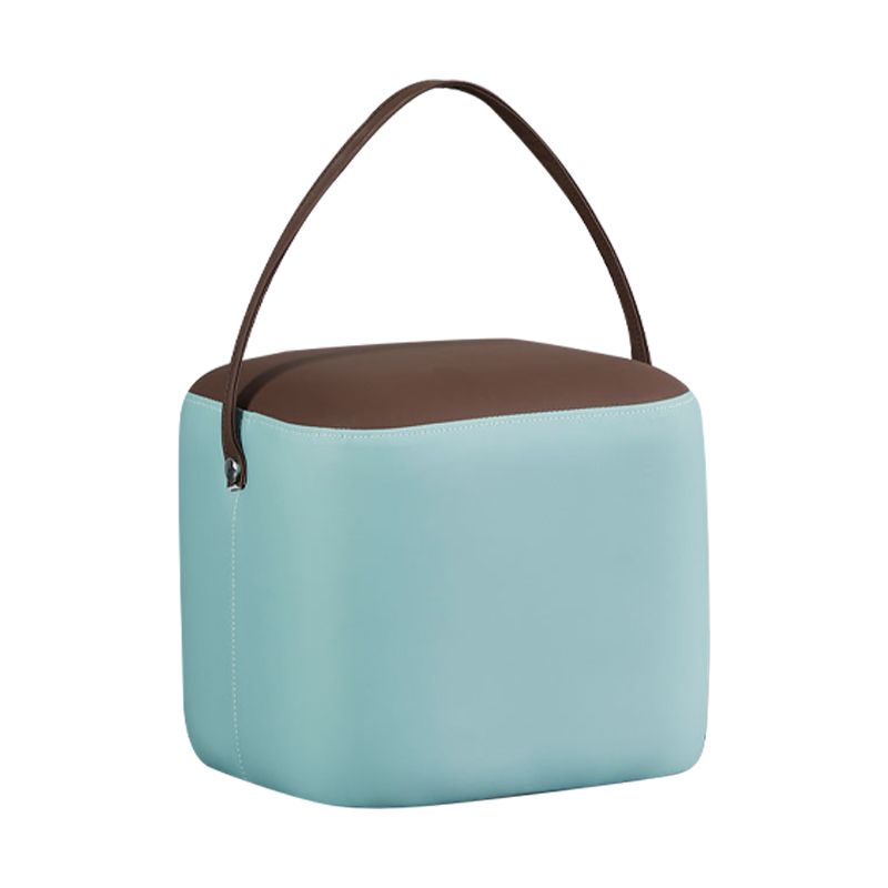 Creative Round Footstool Ottoman Patchwork Color Block Leather Ottoman