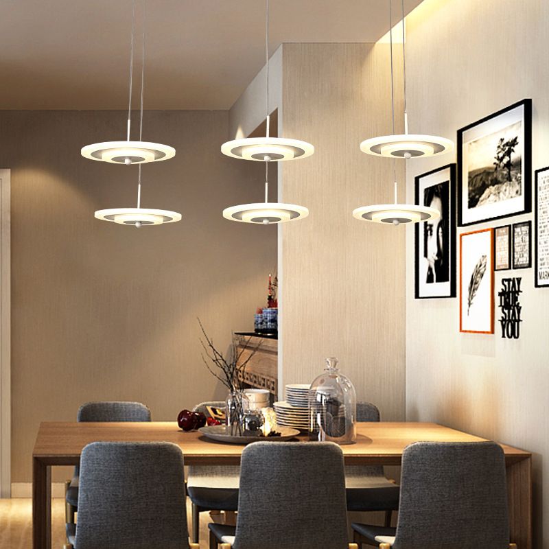 Luz de techo redondo blanco/marrón LED moderno de 3/6 ligeras colgantes de colgantes de acrílico en luz cálida/blanca/natural