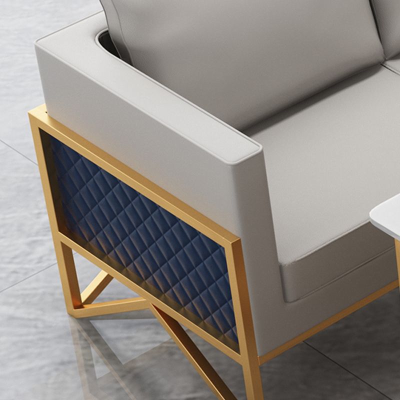 Genuine Leather Tuxedo Arm Sofa 26.77" Wide Modern Standard Sofa
