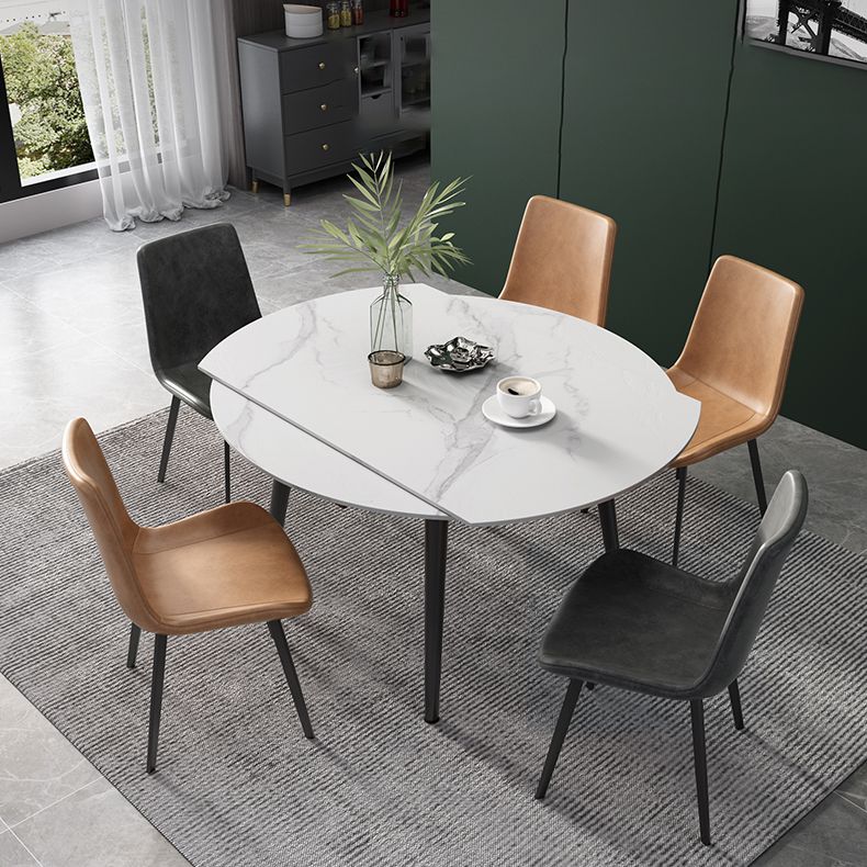 Modern Scalable Dinette Set 1/4/5/6 Pieces Round Sintered Stone Top Dining Table Set