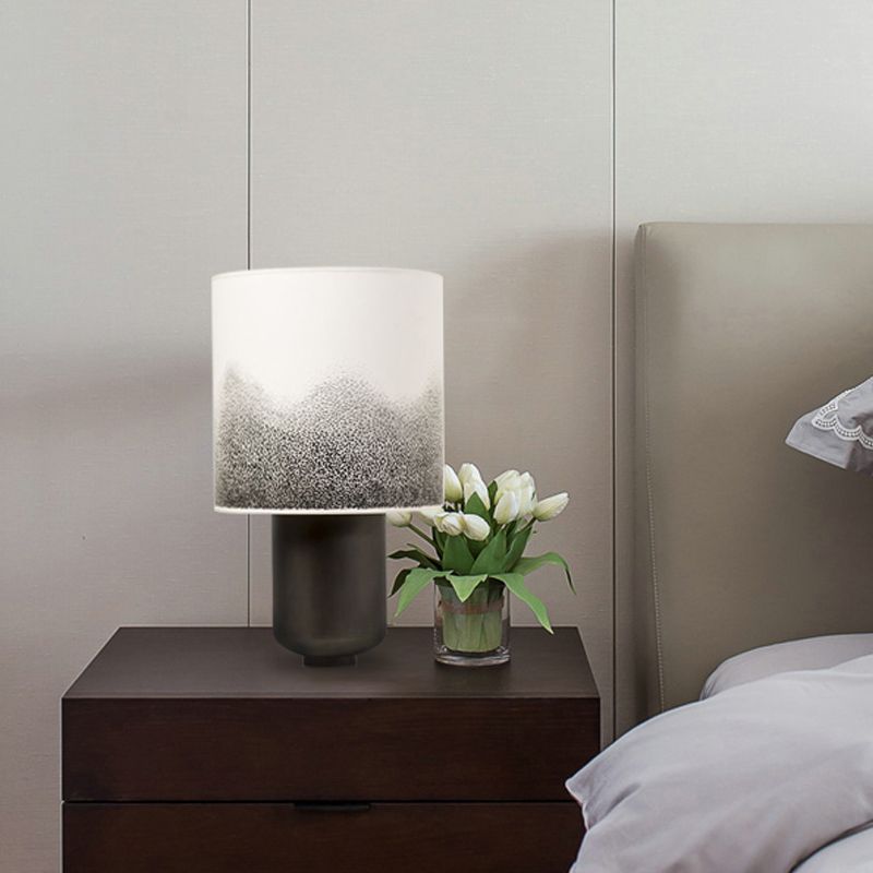 Tissu baril Table Light Contemporary 1 Bulbe Black Task Lighting avec base métallique
