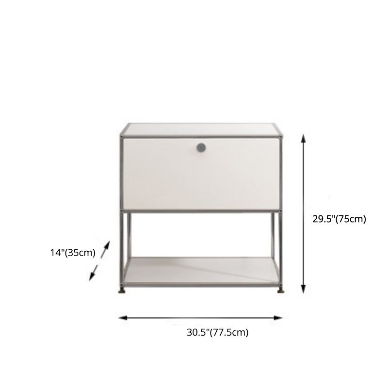 Modern White Sideboard with Metal Frame Faux Wood Dining Buffet with Drawers