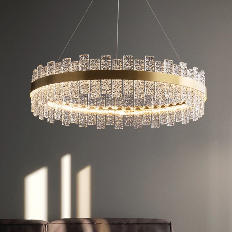 Light Luxury Style LED Pendant Chandelier Circular Glass Chandelier Lamp for Living Room