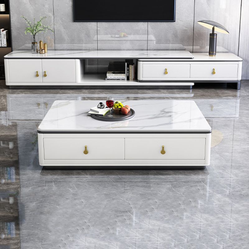 Stone TV Media Console Contemporary Stand Console with Drawers