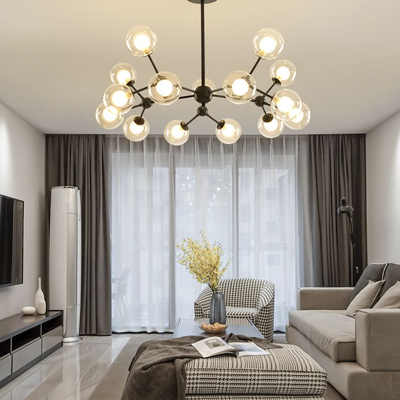 Radiale Kronleuchter leichte Einfachheit Glas Anhänger Beleuchtung für Wohnzimmer