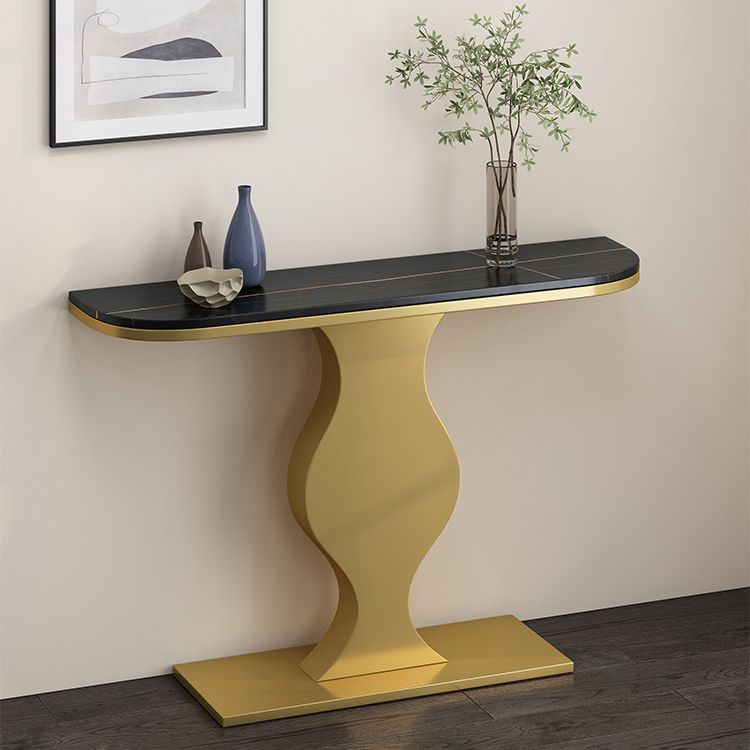 Modern 31.5" Tall Accent Table Stone Half Moon Console Table