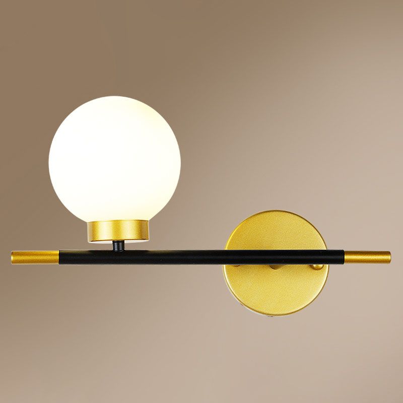Globe Sconce Light Fixture Simplicity Style Glass Bedroom Wall Sconce Lighting in Gold-Black