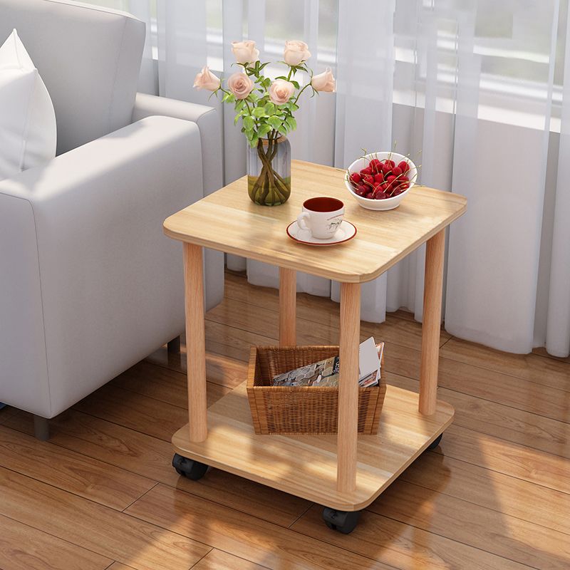 Wood 4 Legs End Table Modern Side End Snack Table for Living Room