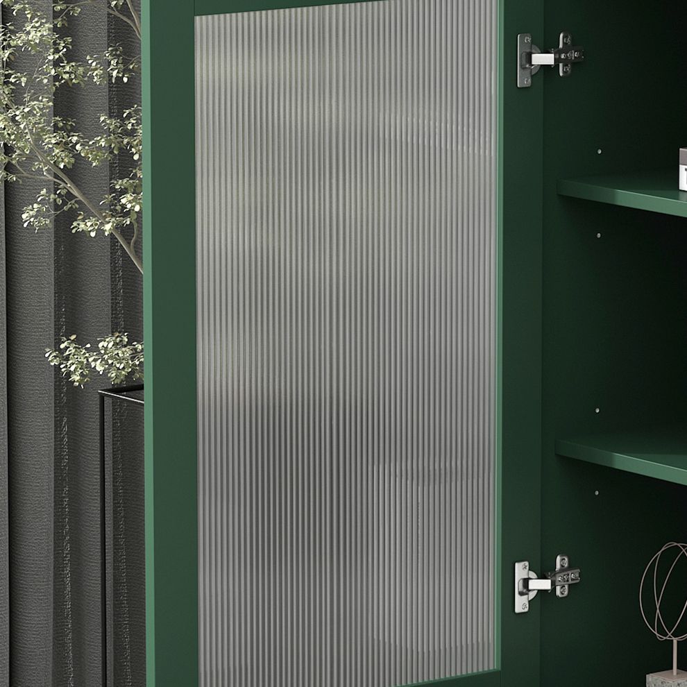 Contemporary Wooden Accent Cabinet with Glass Door and 2 Drawers