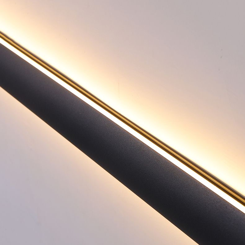 Linear Shape Metal Wall Lighting Idea Modern Style 1 Light Wall Mount Lighting in Black