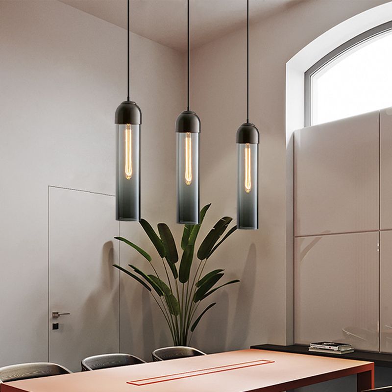 Modernity Tubular Hanging Pendant Light Glass 1-Light Dining Room Suspension Lamp