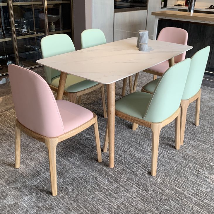 Stein Essstelle Tisch Einfachheit Rechteck Esstisch mit Holz 4 Beine
