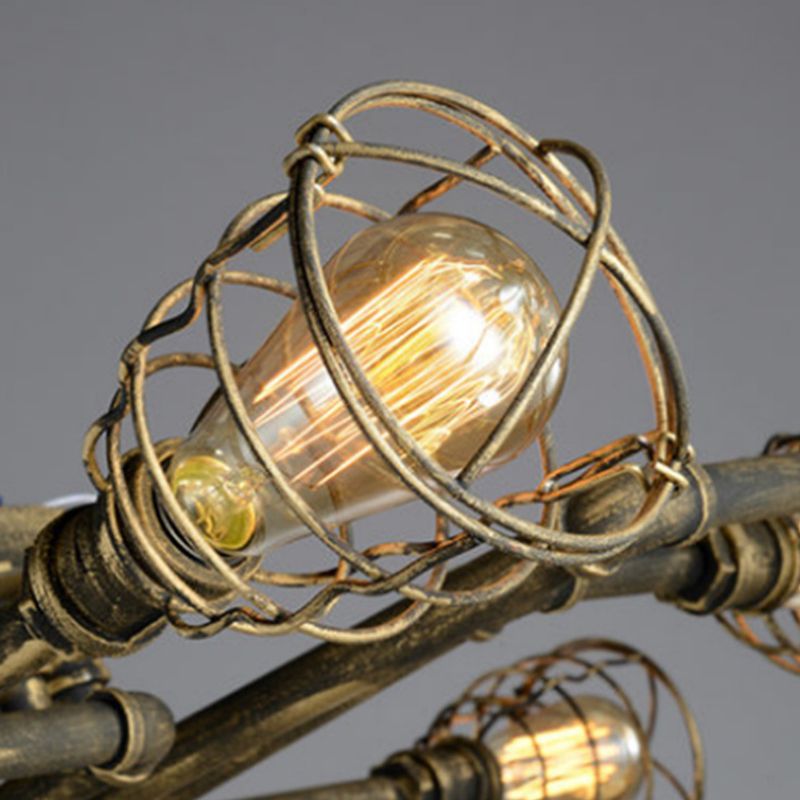 Industrial Retro Cage shape Ceiling Lamp Water Pipe Iron Flush Mount for Bar