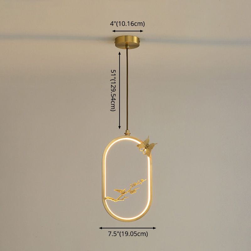 Contemporary Gold Simplicity Line Design LED Pendant Lamp for Bar Study Room