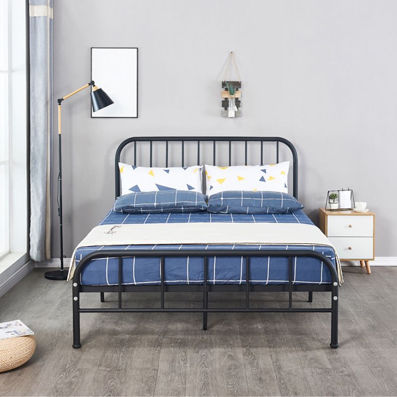 Black and White Open-Frame Bed Industrial Spindle Slat Bed With Custom Gold Legs