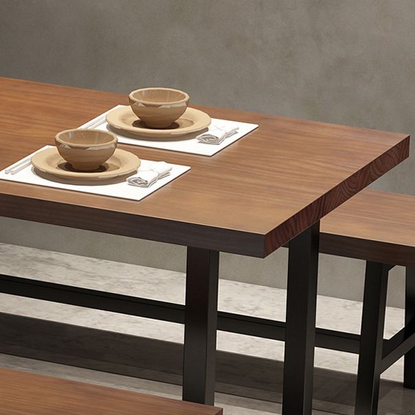 Solid Wood Brown Dining Table Industrial Sled Base Dining Table